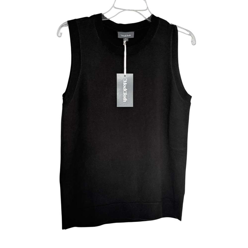 Modcloth Crewneck Black Sleeveless Tank Top Size M New